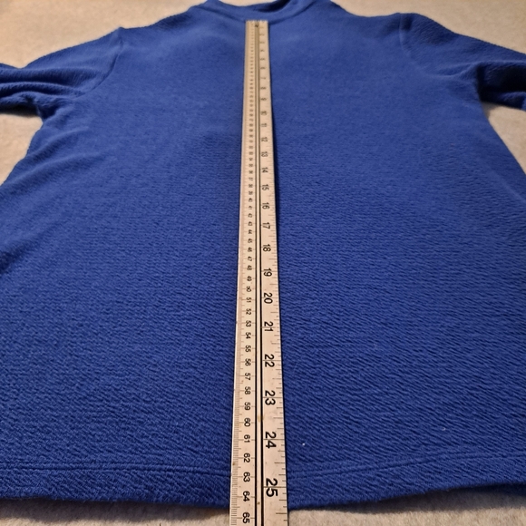 Soft Surroundings Carlile Top Sapphire Oversize Sz Small Wide Collar Front Snaps - Picture 10 of 11